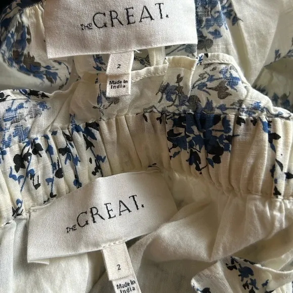 SET The Great The Bishop Top &amp; Lace Inset Flounce Skirt Blue Jasmine Floral Sz M