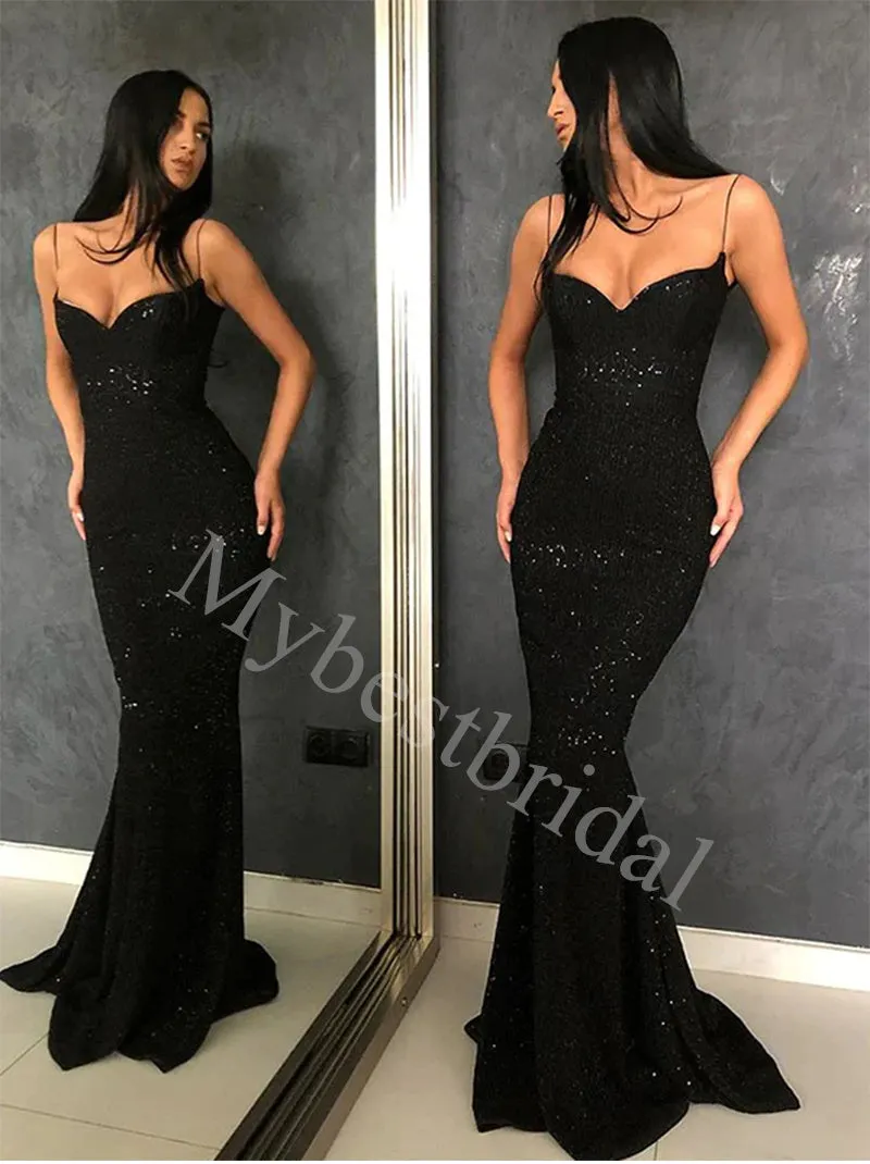Sexy Sweetheart Sleeveless Spaghetti straps Mermaid Prom Dresses,PDS0803