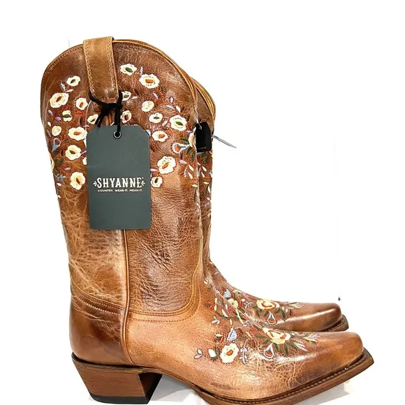 SHYANNE WOMEN'S WESTERN BOOTS with EMBROIDERED DESIGN - SNIP TOE