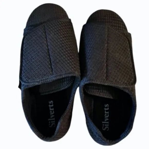 Silverts Adaptive Wide Strap Comfort Slipper Shoes‎ Men 10 Slip Resist Diabetic
