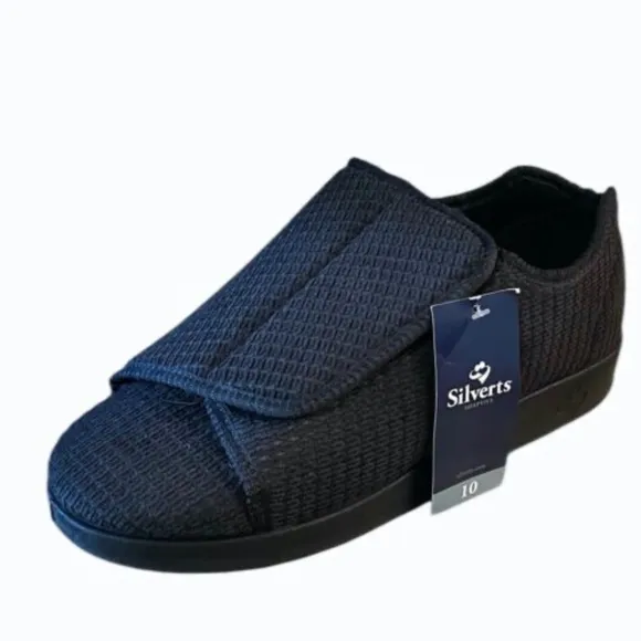 Silverts Adaptive Wide Strap Comfort Slipper Shoes‎ Men 10 Slip Resist Diabetic