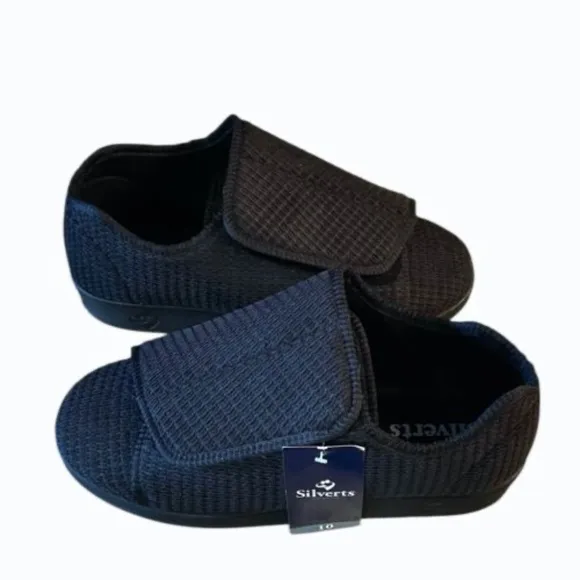 Silverts Adaptive Wide Strap Comfort Slipper Shoes‎ Men 10 Slip Resist Diabetic