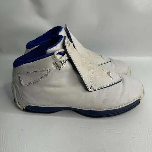 Size 10.5 - Air Jordan 18‎ OG 2003 White Sport Royal SHOES ONLY (READ)