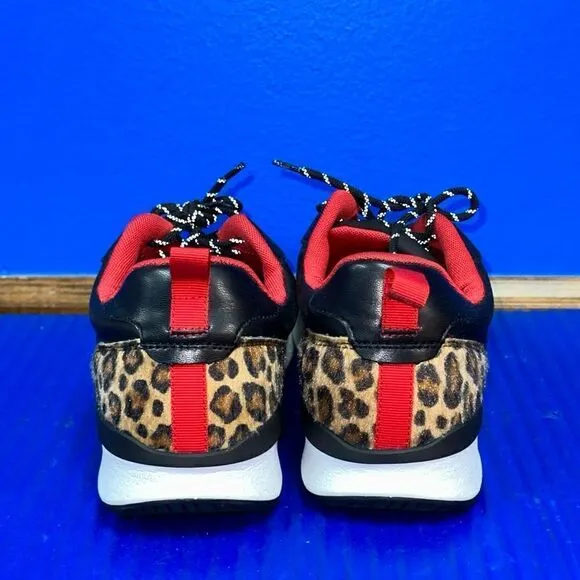 Size 11- Men’s ALDO Leopard Faux Fur Shoes Sneakers Black/Red NEW RARE
