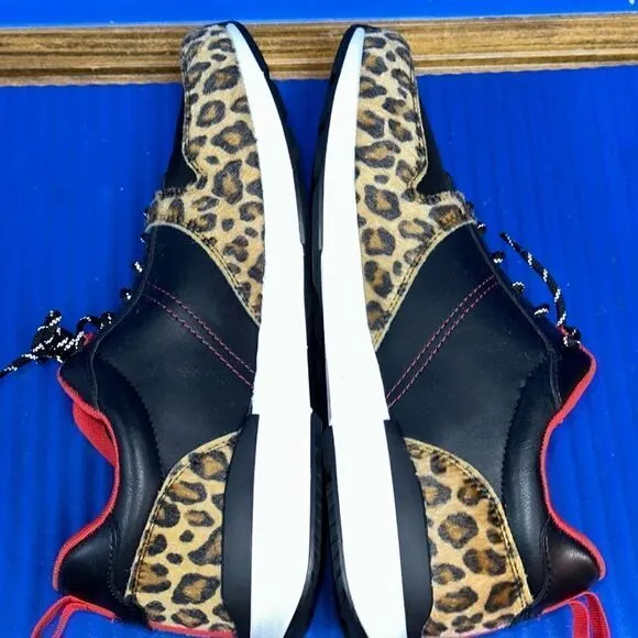 Size 11- Men’s ALDO Leopard Faux Fur Shoes Sneakers Black/Red NEW RARE