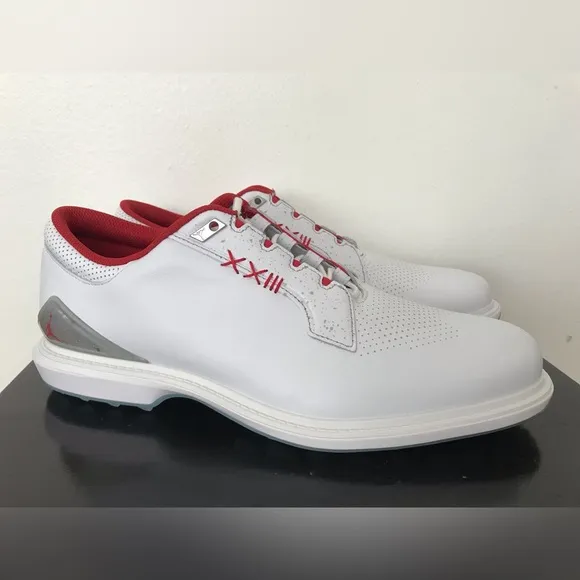 Size 11.5 Mens Jordan ADG 5 Spikeless Leather Golf Shoes White Red FQ6642-101