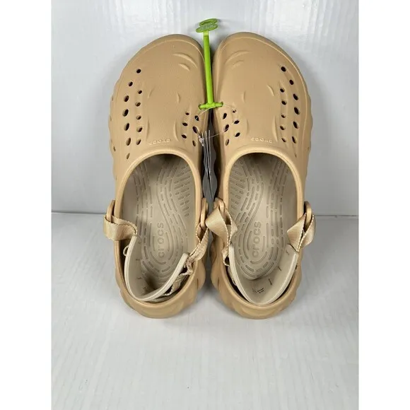 Size 12 Crocs Echo Mens Slip On Clogs Shoes Wheat Beige Comfort 207937-209 NEW