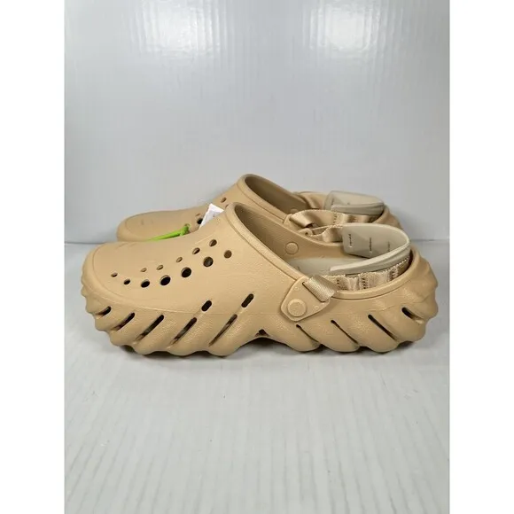 Size 12 Crocs Echo Mens Slip On Clogs Shoes Wheat Beige Comfort 207937-209 NEW