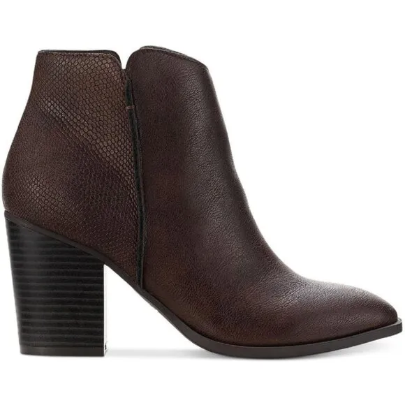 Size 9.5, 10, 11 - SUN   STONE - Gracey Faux Leather Brown Ankle Boots NEW $80