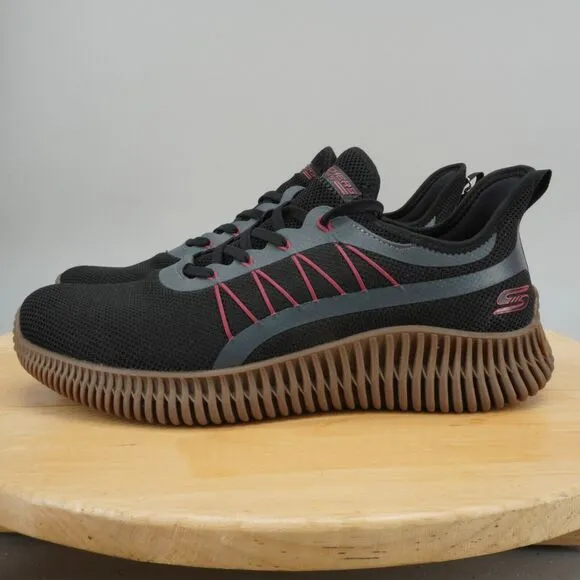 Skechers Bobs Geo Mens Size 10.5 Shoes Black Brown Sport Sneakers Vegan NEW