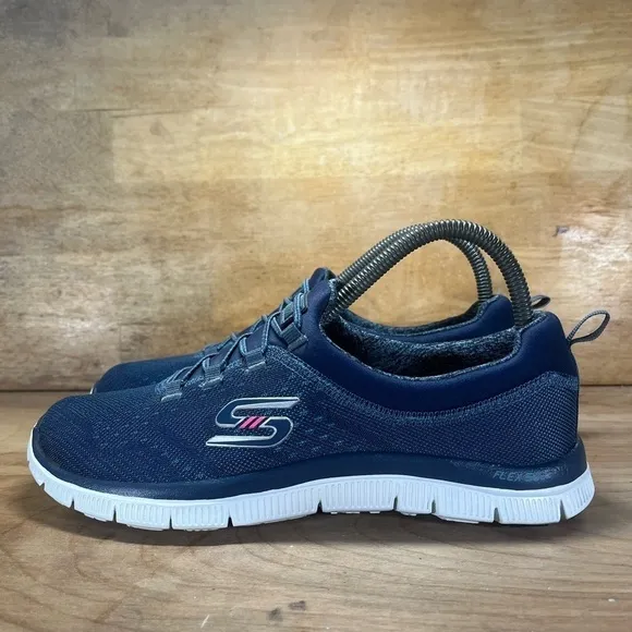 Skechers Flex Sole Lite-Weight Womens Size 9 Slip On Shoes Sneakers Blue 59829S