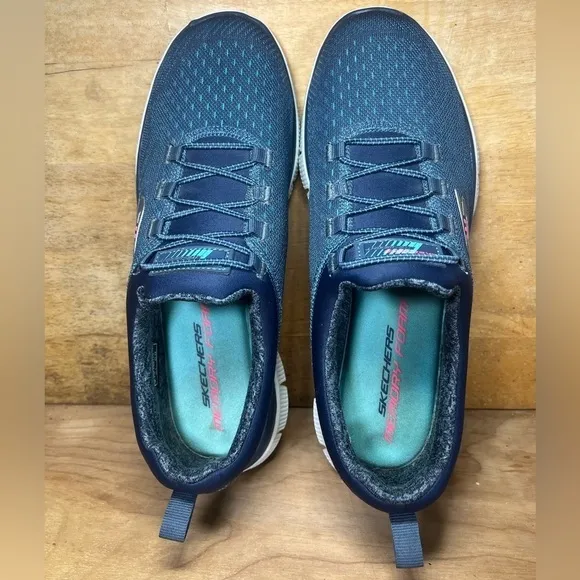 Skechers Flex Sole Lite-Weight Womens Size 9 Slip On Shoes Sneakers Blue 59829S