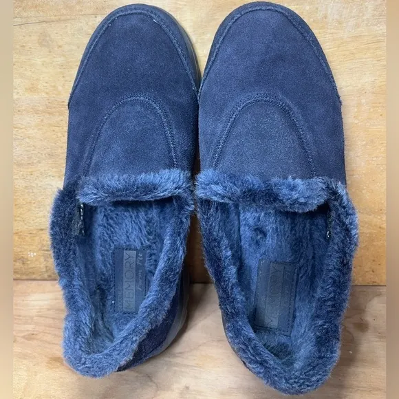 Skechers Go Walk Womens Size 8 Extra Wide Slip On Faux Fur Lined Shoes Blue