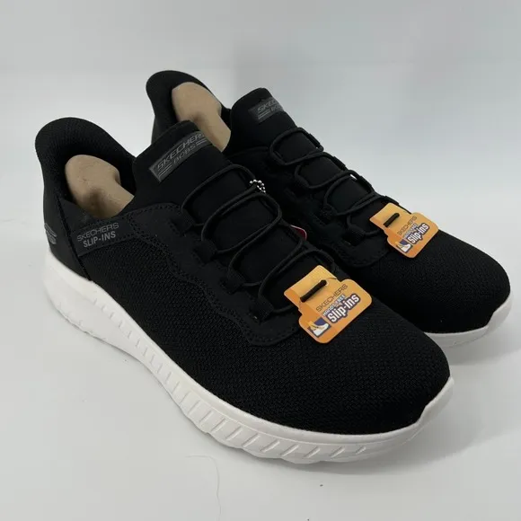 Skechers Men‎ 8.5 WIDE Hands Free Slip-ins BOBS Sport Squad Chaos Sneakers Black