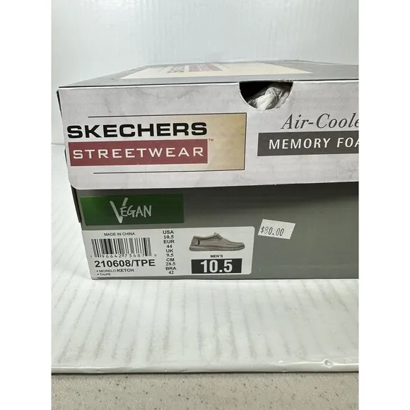 SKECHERS Men's 210608 Morelo Ketch Canvas Slip-On Loafers Taupe Mens Size 10.5
