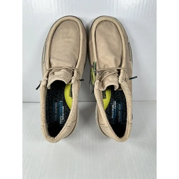 SKECHERS Men's 210608 Morelo Ketch Canvas Slip-On Loafers Taupe Mens Size 10.5