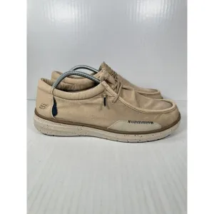 SKECHERS Men's 210608 Morelo Ketch Canvas Slip-On Loafers Taupe Mens Size 10.5