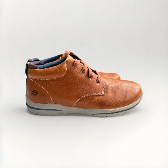 Skecher’s Men’s Harper Meldon Chukka Boots Brown Leather Lace Up Cushioned 7 M