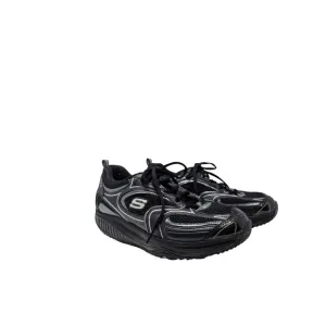 Skechers Shape Ups Black Silver Walking Shoes Women's Size 7.5