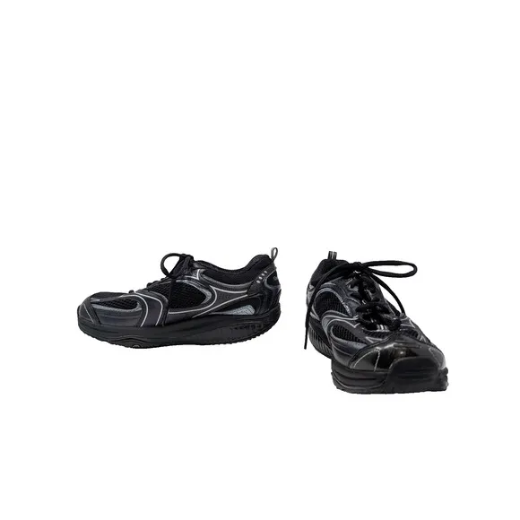 Skechers Shape Ups Black Silver Walking Shoes Women's Size 7.5