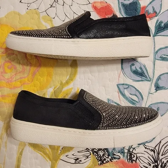 Skechers Street Memory Foam Slip On Sneakers with Beaded Top of Shoe