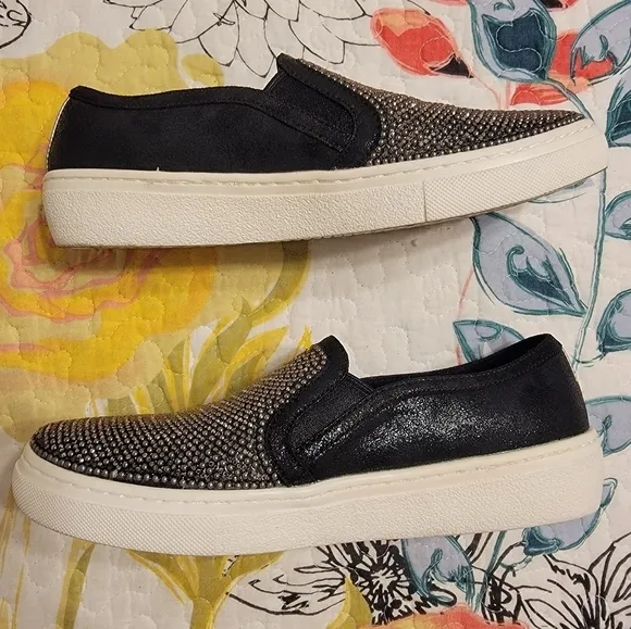Skechers Street Memory Foam Slip On Sneakers with Beaded Top of Shoe