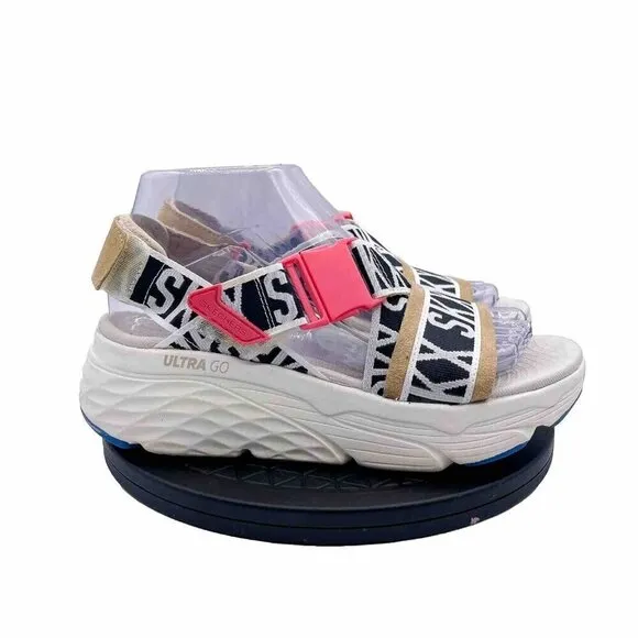 Skechers Trouble Maker Womens 6 Gogo Mat Cushioned Sandal Logo Straps Comfort