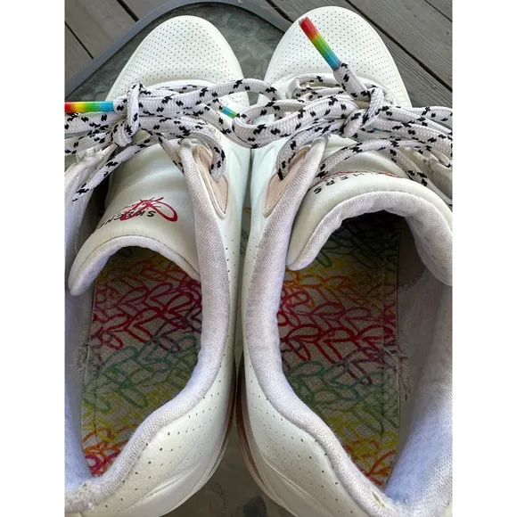 Skechers Uno 2 Mad Air Rainbow Hearts White Sneakers Air Cooled Size 11