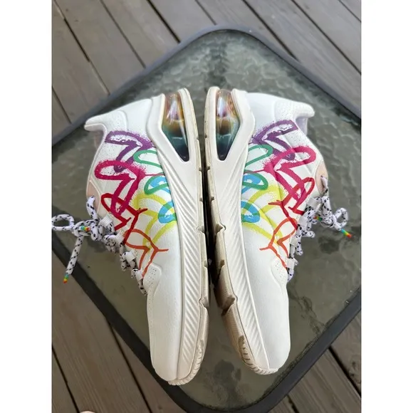 Skechers Uno 2 Mad Air Rainbow Hearts White Sneakers Air Cooled Size 11