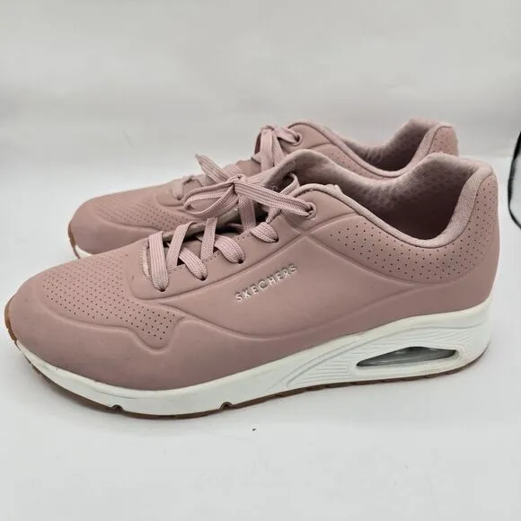 Skechers Uno Stand on Air Sneakers sz 11 Womens Shoes Pink Kicks Faux Leather