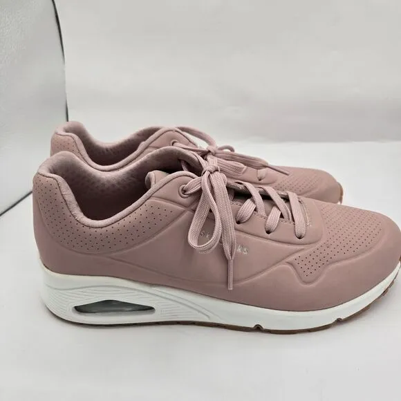 Skechers Uno Stand on Air Sneakers sz 11 Womens Shoes Pink Kicks Faux Leather