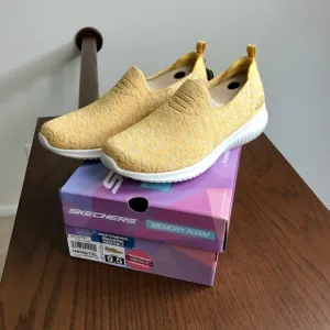 Skechers “Weekend Trip” Women's Yellow Slip-On Sneakers, 9.5