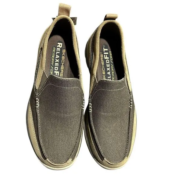 Skechers Superior Milford Mens Sz 10 Relaxed Fit Slip On 64365 Light Brown NEW