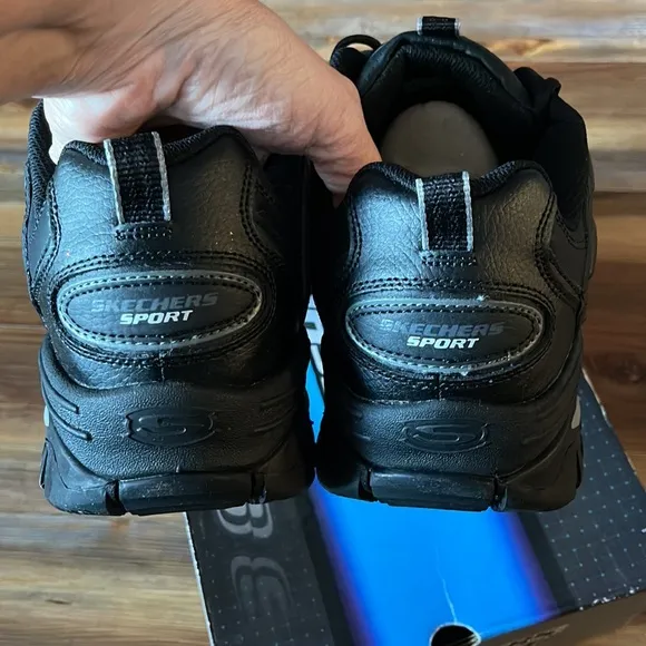 Sketcher 14 Wide New Mens Shoes Black Sport After Burn Lace Up W Sketchers Box