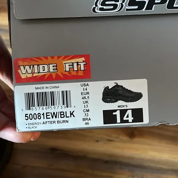 Sketcher 14 Wide New Mens Shoes Black Sport After Burn Lace Up W Sketchers Box