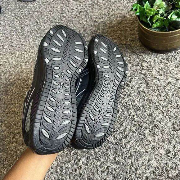 SKETCHERS SHAPE-UPS WOMENS US 8.5 WALKING BLACK SHOES SNEAKERS TONING New