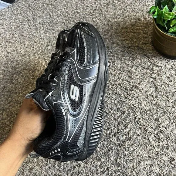 SKETCHERS SHAPE-UPS WOMENS US 8.5 WALKING BLACK SHOES SNEAKERS TONING New