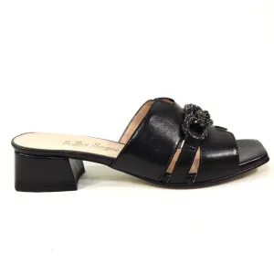 SOFFICE SOGNO 🇮🇹 WOMEN'S BLACK LEATHER COMFORT SUMMER MULES