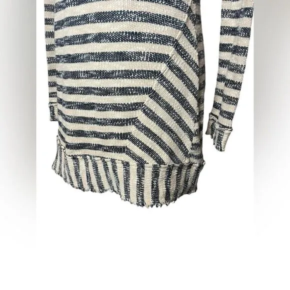 SOFT SURROUNDINGS KNIT LONG SLEEVE STRIPED FRAYED/FRINGE SWEATER DRESS SIZE XS