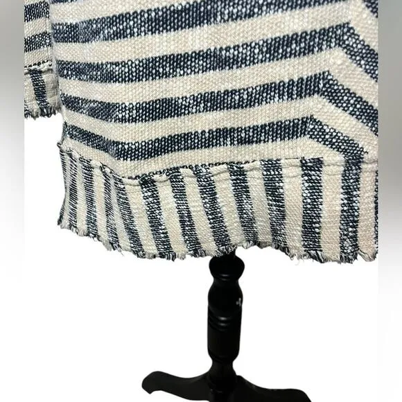SOFT SURROUNDINGS KNIT LONG SLEEVE STRIPED FRAYED/FRINGE SWEATER DRESS SIZE XS