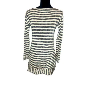 SOFT SURROUNDINGS KNIT LONG SLEEVE STRIPED FRAYED/FRINGE SWEATER DRESS SIZE XS