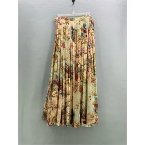 Soft Surroundings Womens Multicolor Pleated Floral Maxi Long Skirt Size Small