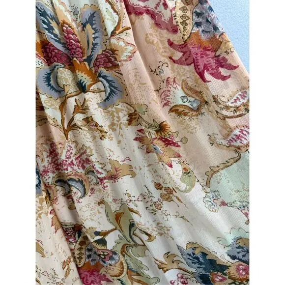 Soft Surroundings Womens Multicolor Pleated Floral Maxi Long Skirt Size Small