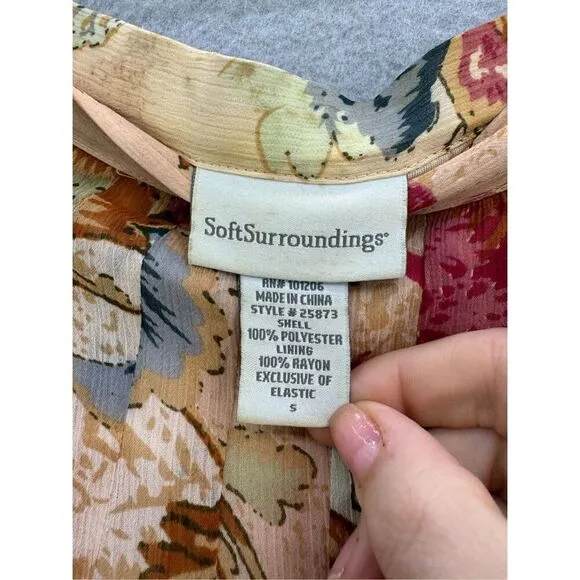 Soft Surroundings Womens Multicolor Pleated Floral Maxi Long Skirt Size Small