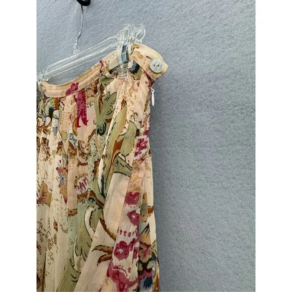 Soft Surroundings Womens Multicolor Pleated Floral Maxi Long Skirt Size Small