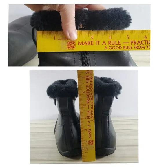 Softwalk Helena 9 Please Read Black Leather Faux Fur Lining Booties Zip Ankle