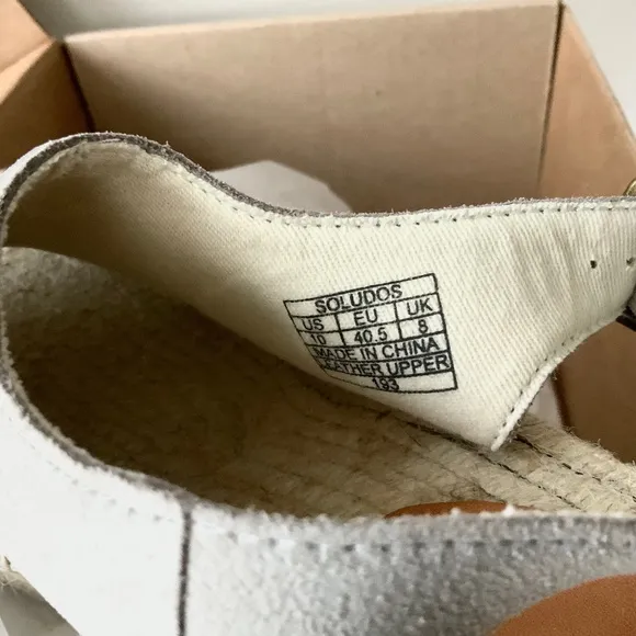 Soludos Sevilla Stone Grey Suede Espadrille Platform Wedge Slingback Sandals 10