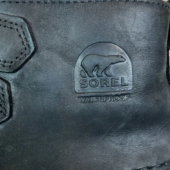 Sorel Black Lace-Up Leather Boots BlackDuck rain ankle size 7