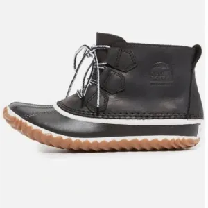 Sorel Black Lace-Up Leather Boots BlackDuck rain ankle size 7