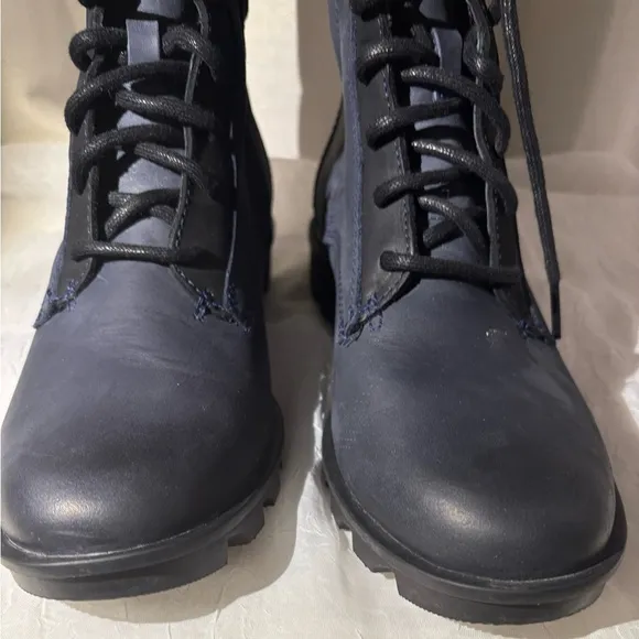 Sorel Blue Phoenix Lace-up Waterproof Leather Combat Boots, Side Zipper Size 9
